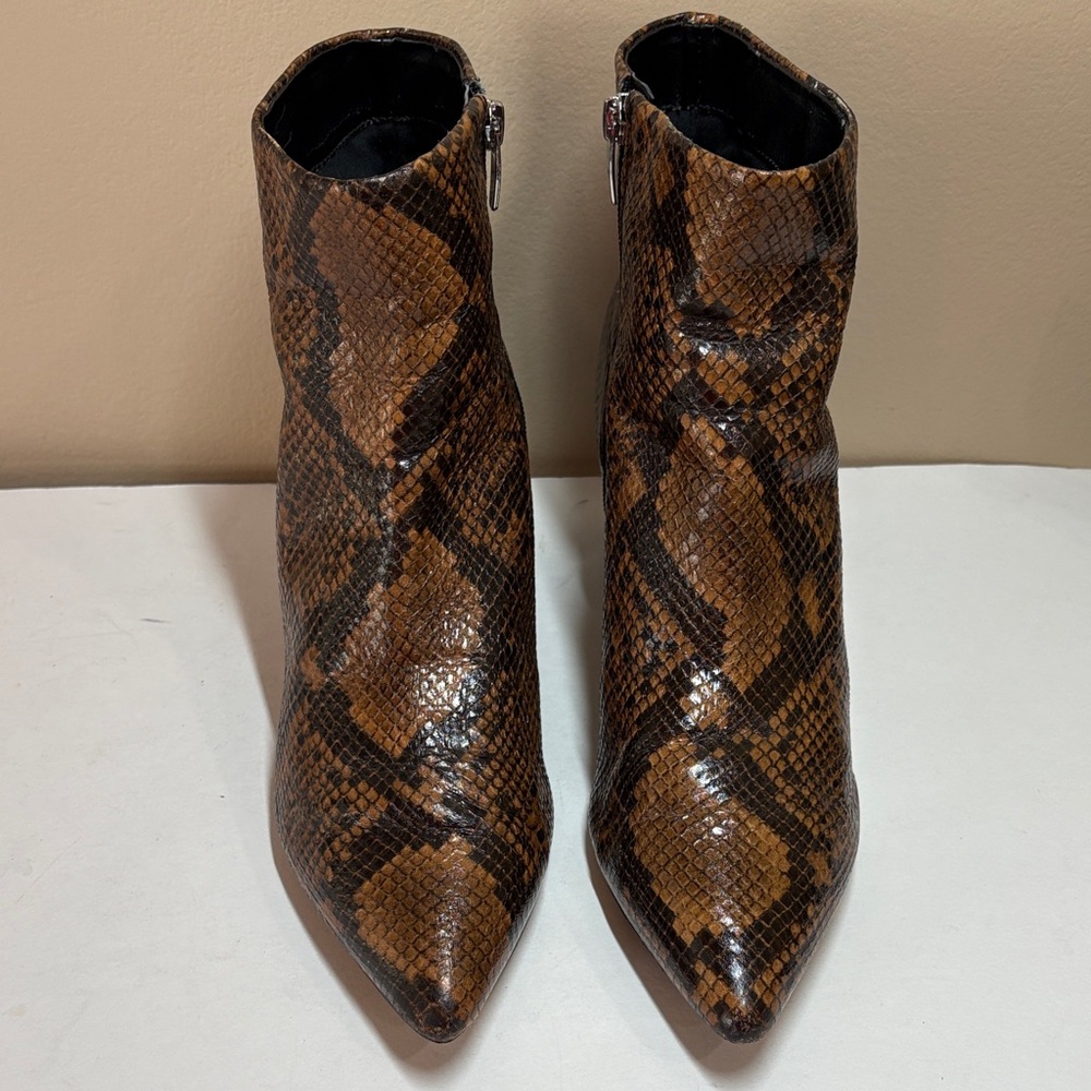 Marc Fisher Women's Snake-Print Pointed Toe Ankle Booties - Brown/Black